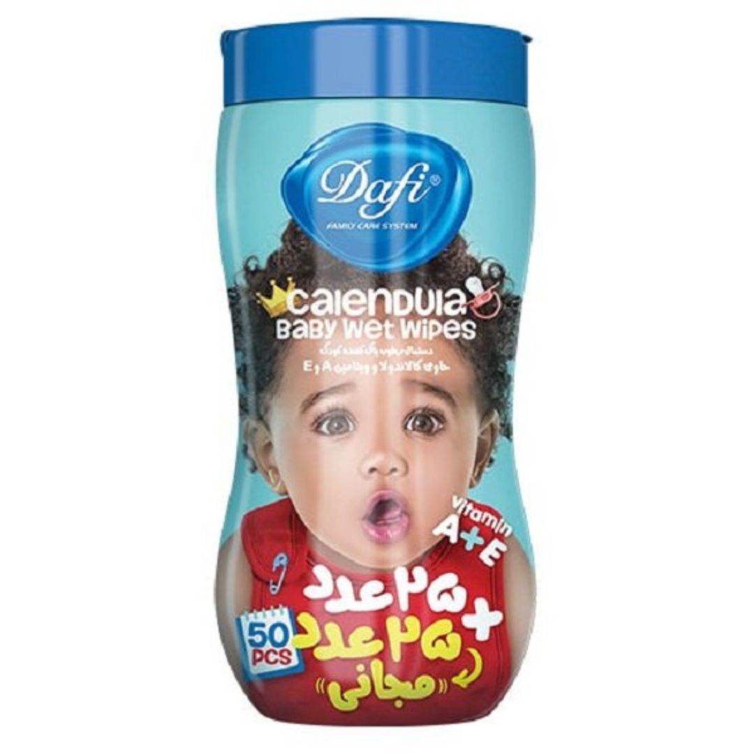 دستمال مرطوب کودک کالاندولا 50 برگی کمر باریک دافی