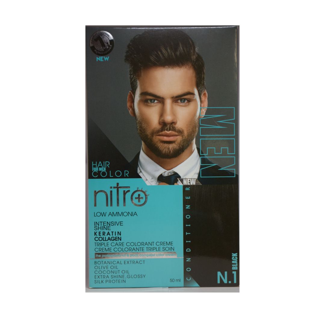 کیت رنگ مو  مردانه نیترو پلاس رنگ  شماره n.1  مشکی