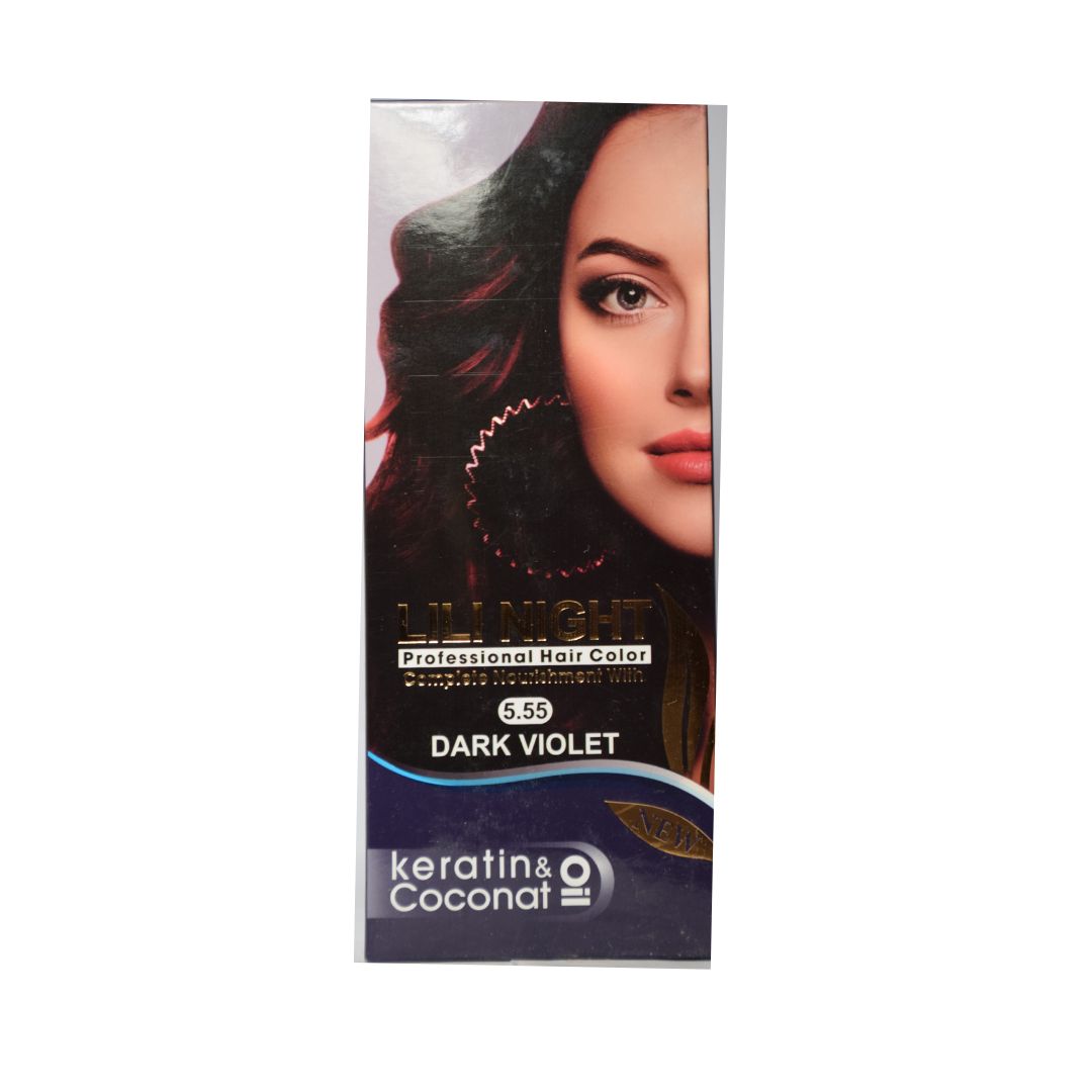 کیت رنگ مو لی لی نایت شماره 5.55حجم 120 میلی لیتر رنگ شرابی تیره