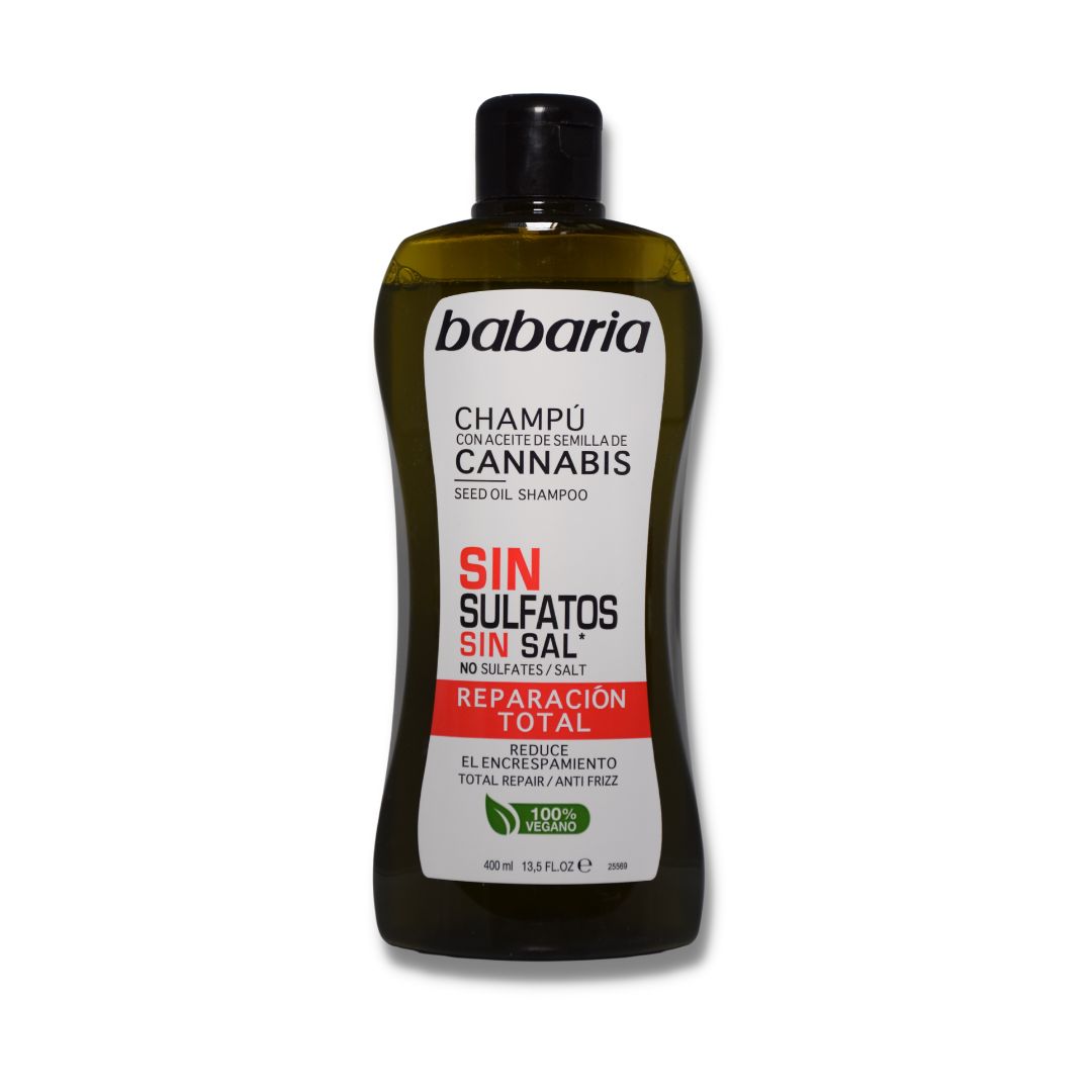 شامپو ترمیم و ضدوز بدون سولفات باباریا حاوی عصاره کانابیس حجم 400 میلی لیتر
