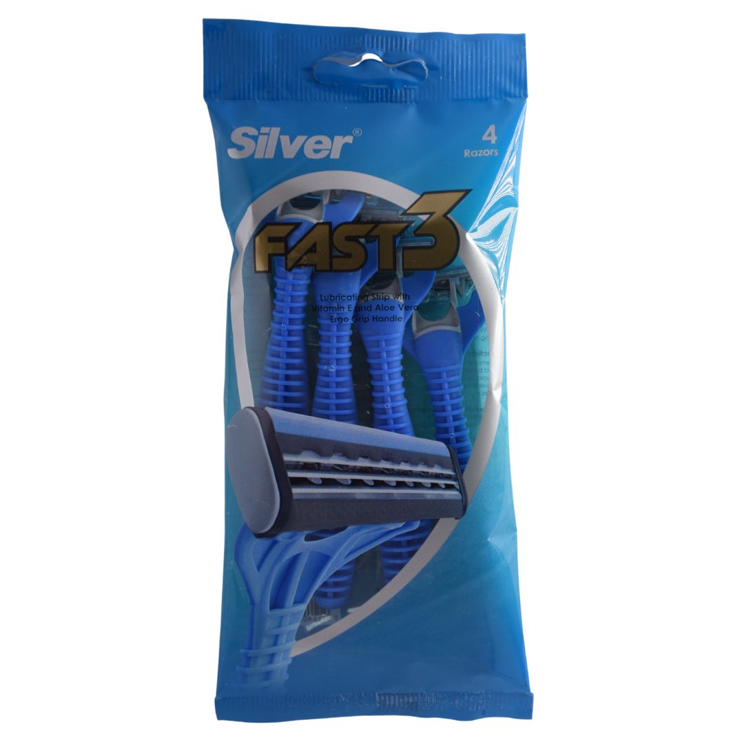 تیغ چند بار مصرف 3 لبه فست3 (پک 4 عددی) سیلور