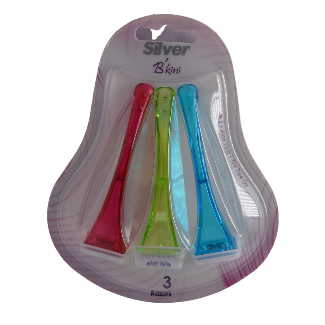 تيغ چند بار مصرف 1 لبه بیکینی زنانه سیلور (پک 3 عددی) سیلور