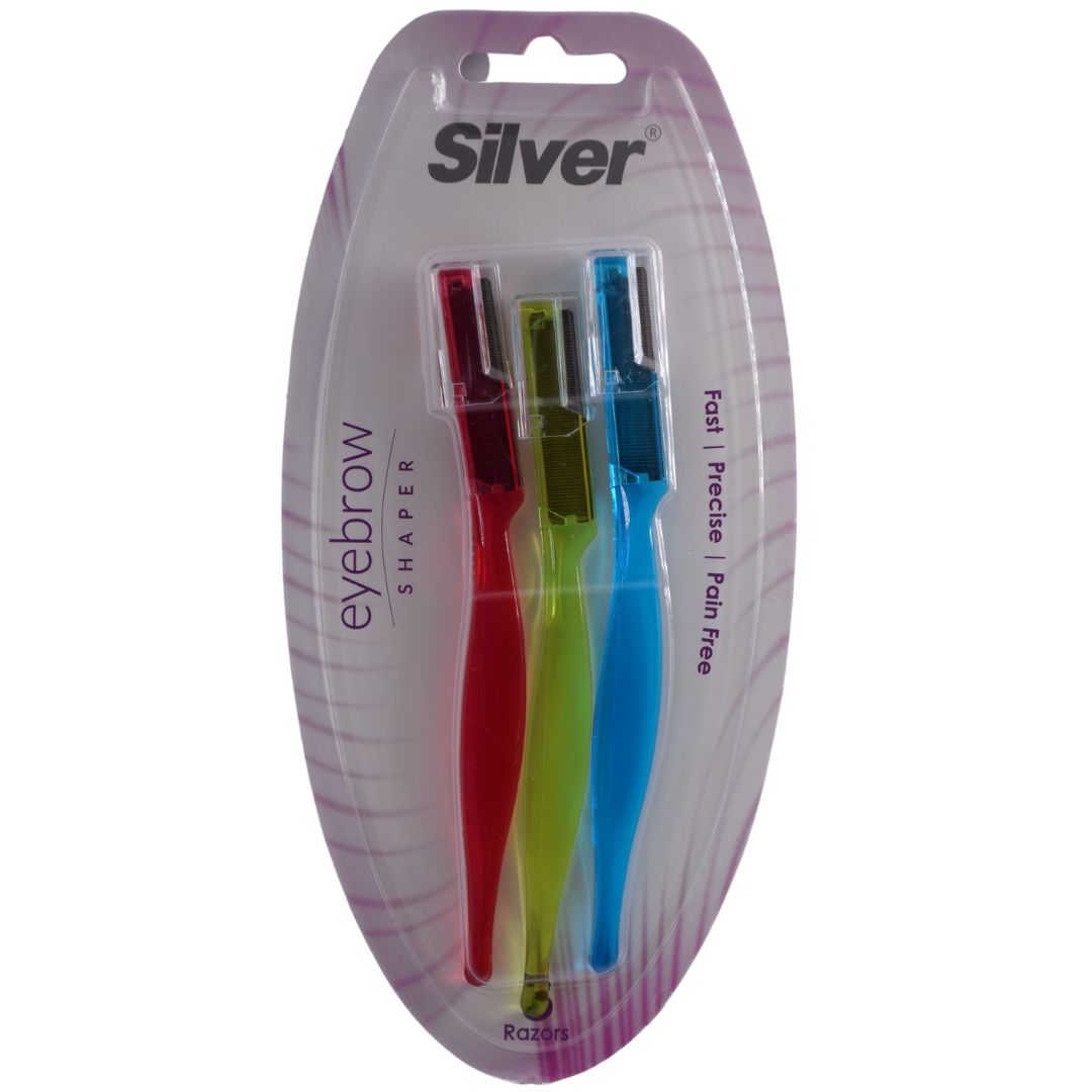 تيغ چند بار مصرف 1 لبه ابرو زنانه (بلیستر 3 عددی) سیلور