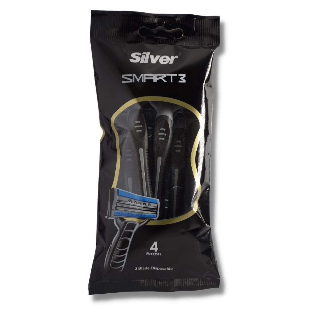 تیغ چند بار مصرف 3 لبه اسمارت3 (پک 4 عددی) سیلور