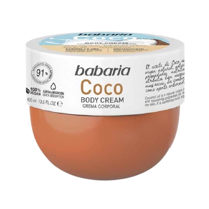 کرم بدن آبرسان و تقویت کننده پوست باباریا  حاوی نارگیل حجم 400 میل