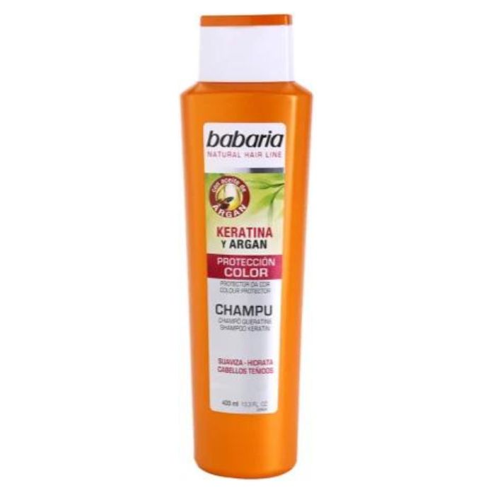 شامپو کراتینه باباریا حاوی روغن آرگان مناسب موهای رنگ شده حجم 400 میل